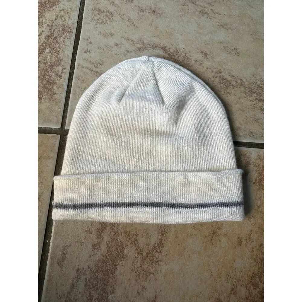 Rei Co-Op Cream Gray Stripe Beanie Unisex One‎ Size Hat Cap